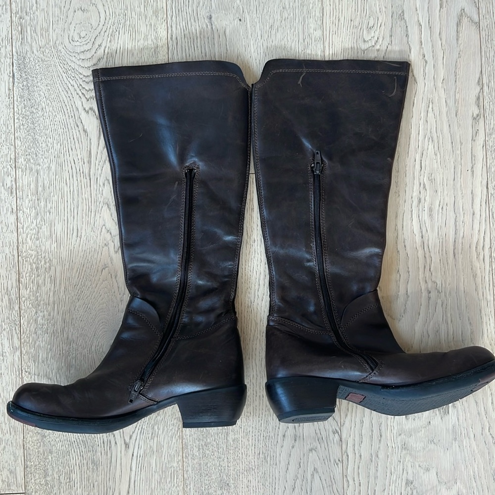 FLY London - leather boots, dark brown, rubber sole